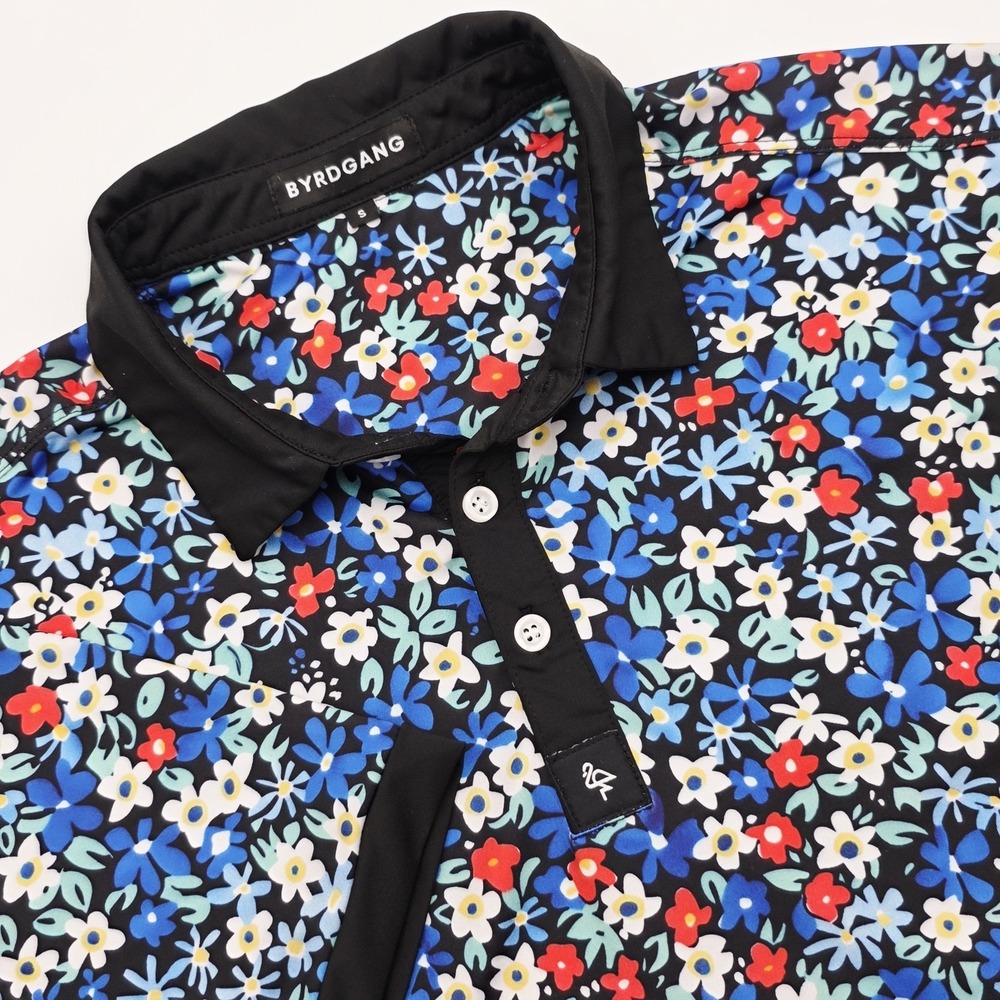 Byrd Gang Golf Polo Shirt Men's‎ Small Mulitcolor Floral Performance Stretch